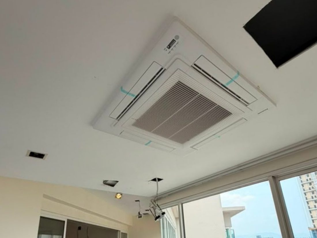 Finished ceiling cassette on the lanai with the Mont Kiara skyline behind